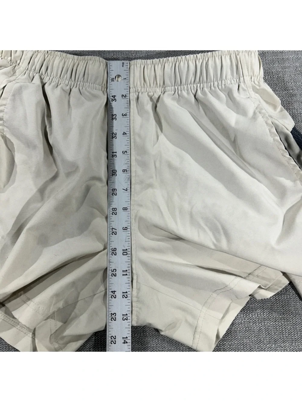 RBX Men's Light Beige Athletic Shorts with Black Trim
